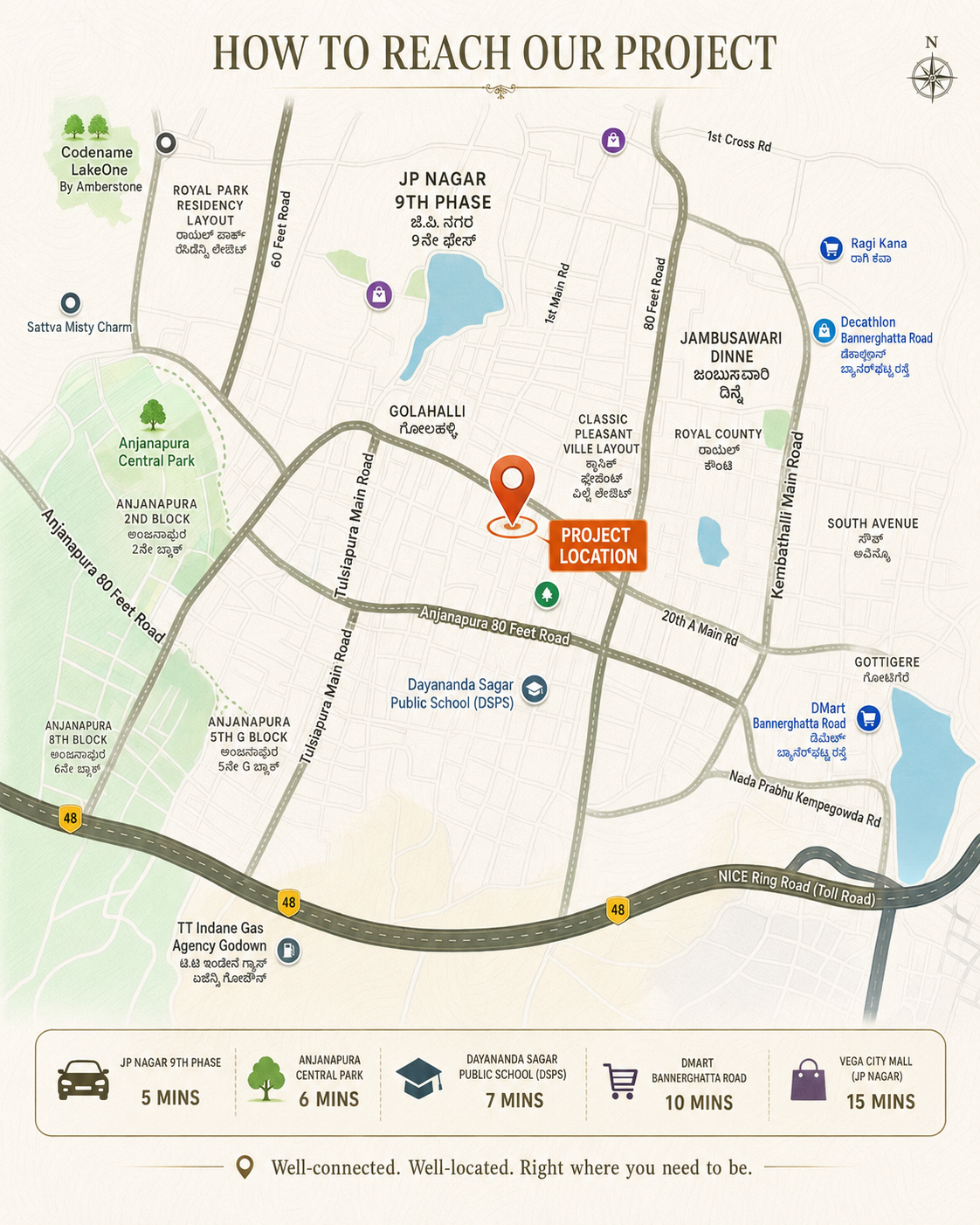 Location map showing Urban Tranquil near Anjanapura and JP Nagar 9th Phase